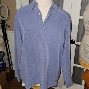 Ted Baker Shirt Specialist London Mens Blue Faux Suede Long Sleeve Shirt 4 Large